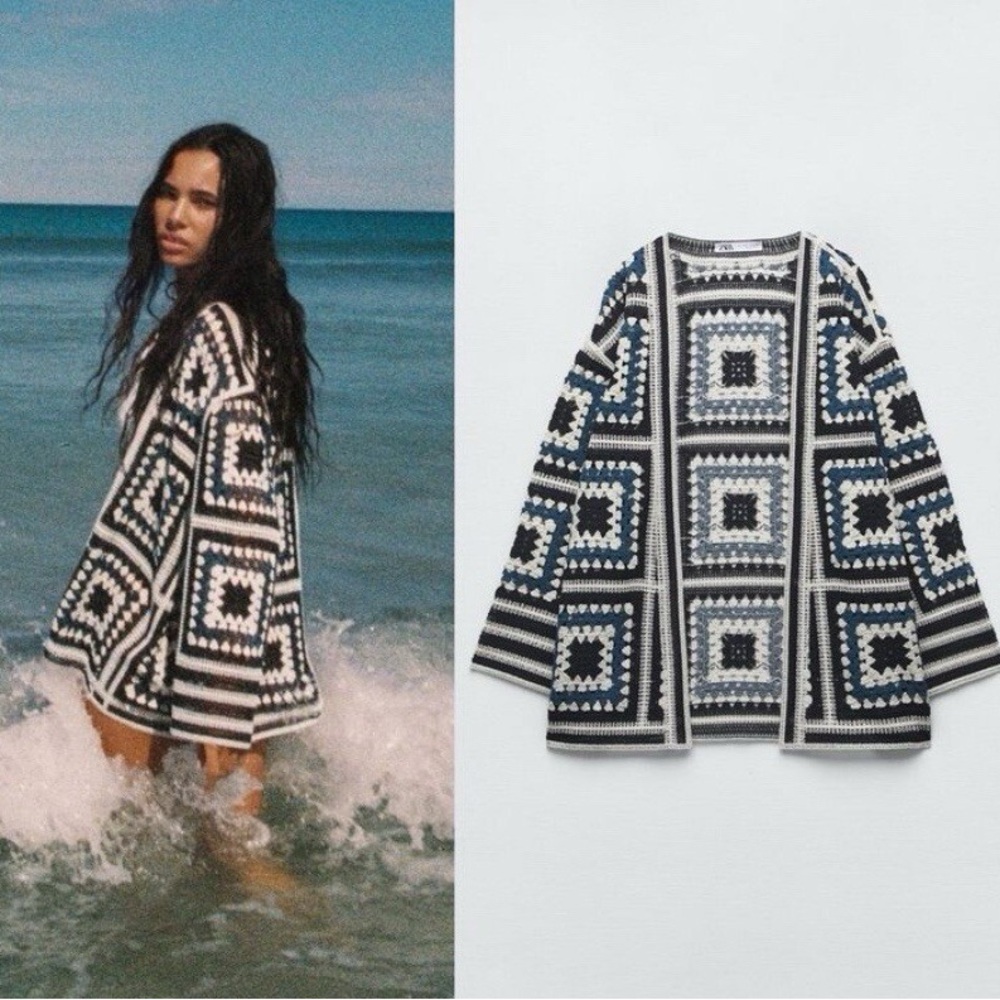 Zara Granny Squares Crochet Cardigan